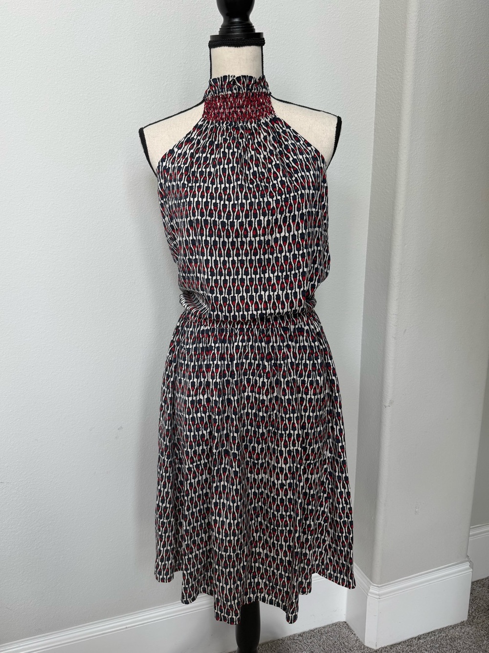 Tracy Reese Silk Summer Dress in Red, White and Blue